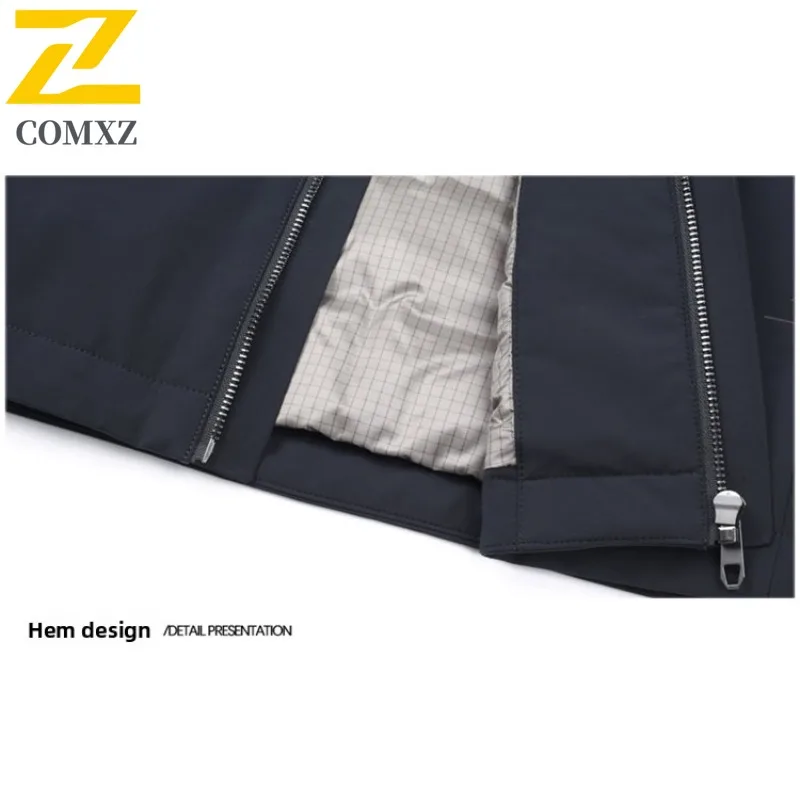 COMXZ Men Down Jacket Casual Detachable Hooded Outdoor Adventure Windproof  Parka 90 Percent White Duck Down Winter Garment