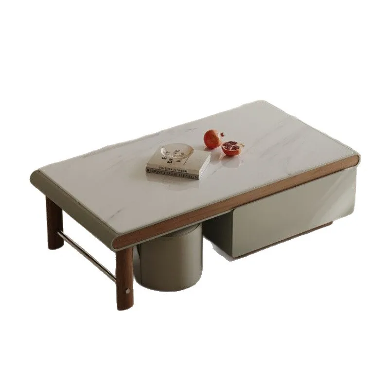 Italian minimalist, marble coffee table, with stool, rectangle, living room household small apartment, high sense