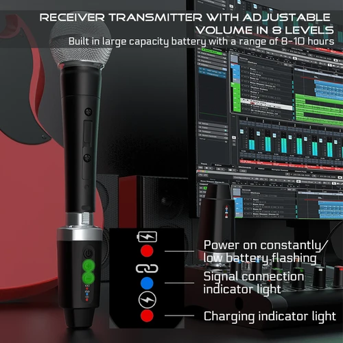 Imagen 2 del producto Transmisor y receptor de sistema con micrófono inalámbrico XLR de 2,4 g, adecuado para micrófonos dinámicos y micrófonos de condensador de 5 V (M-04)