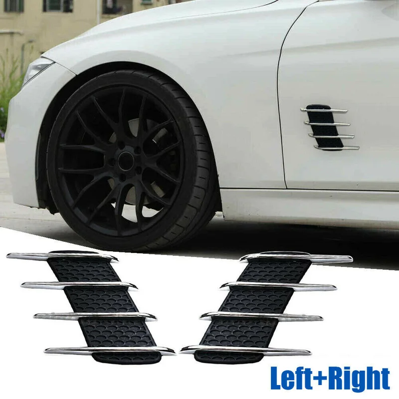 

2pcs ABS Plastic Black Car Tuning Flow Vent Fender Intake Grille Air Net Door Hood Side Sticker Auto Decoration Accessories