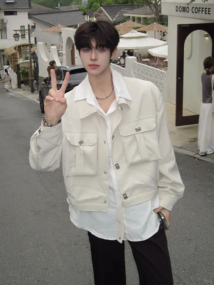 

Мужская рабочая куртка с подплечниками, корейский стиль, ранняя осень, дизайн в стиле малой партии, премиум-класс, с воротником-стойкой, куртка-пилот