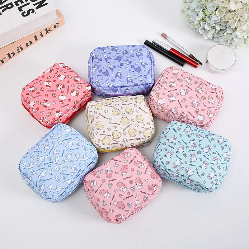 

Sanrio Hello Kitty Kuromi Portable Menstrual Bag Cute Girly Cinnamoroll Hangyodon Pochacco Capacity Sanitary Napkin Storage Bag