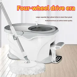 New Design Foot Pedal Household Cleaning 4-Drive Rotary Mop with Foot Pedal Telescopic Rod Stainless Steel Mop Bucket Sets