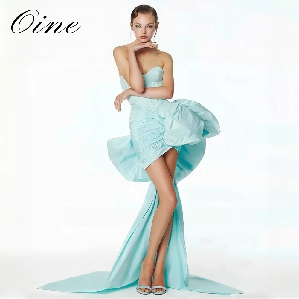 Oine Couture Asymmetrical Corset Formal Party Dresses With Bow Detachable Train Cute Bow Sweetheart Evening Dresses Customized
