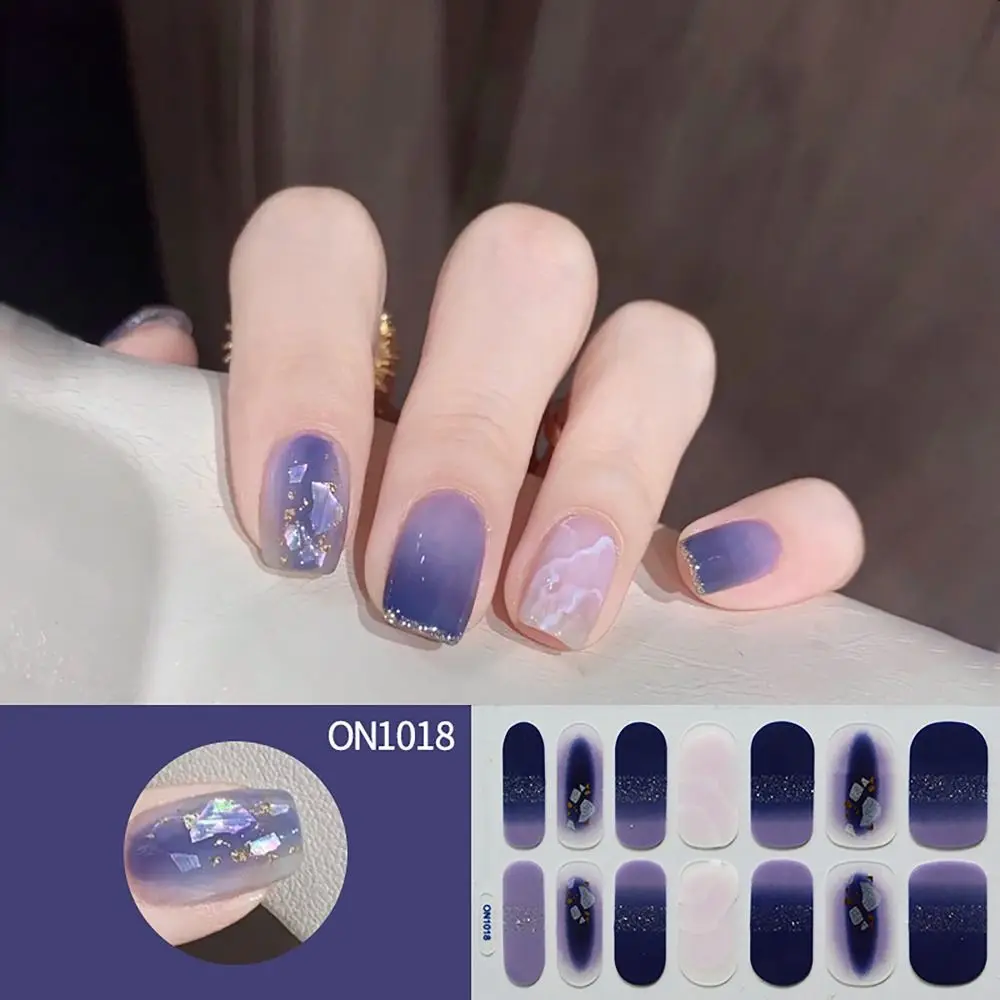 14Strips Gel Nail Stickers Floristic Semi Cured Gel Nail Polish Strips Full Cover Nail Art Stickers DIY NAil Art Making