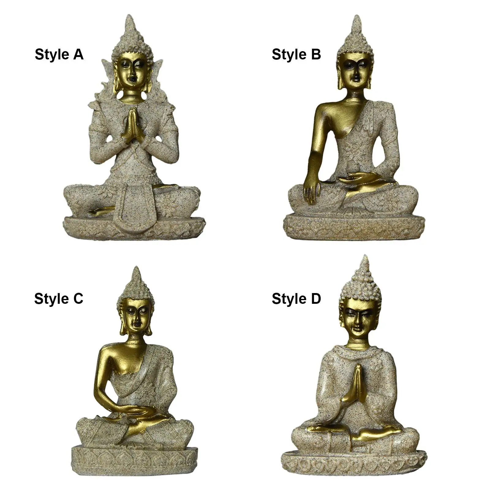 Buddha Statue Fengshui Thai Buddha Figurine for Living Room Bookshelf Table