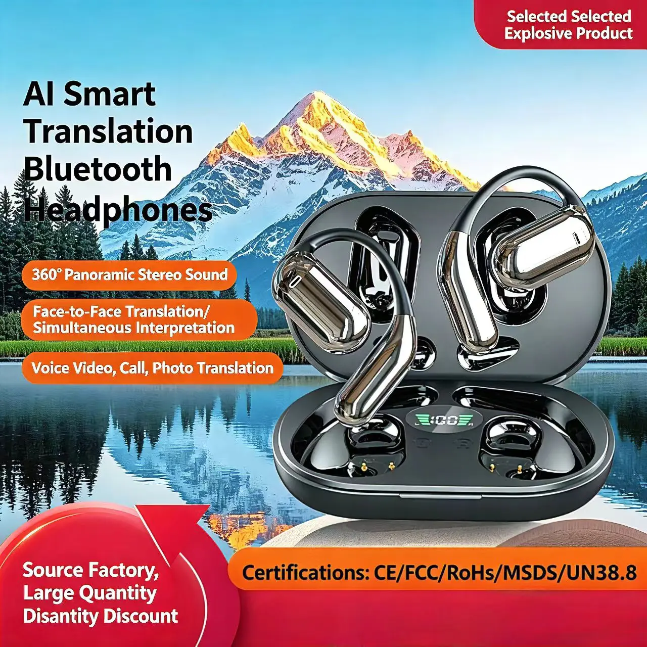 

Q16 144 Languages 3-in-1 AI Translator Earbuds Noise Cancelling Bluetooth 5.3 Headset Instant Translator Smart Voice Real Time