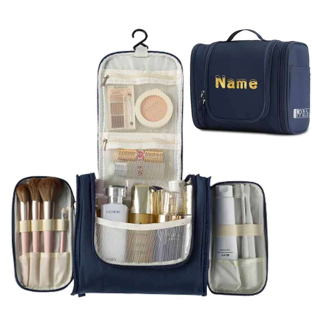 Trousse de toilette étanche pour femmes, sac à cosmétiques personnalisable avec votre nom gratuit, trousse de maquillage Portable de grande capacité