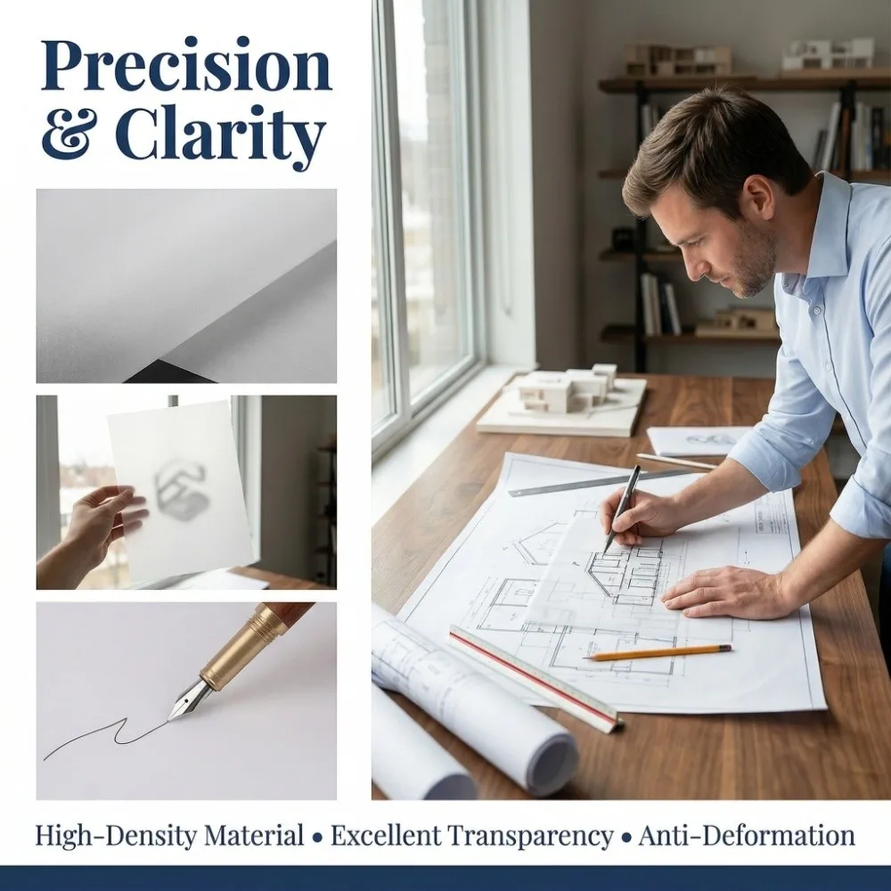 100pcs 100 Sheets Tracing Paper 8.5 x 11 Inches Translucent Material Translucent Paper A4 Size Copy Paper Architectural Drafting