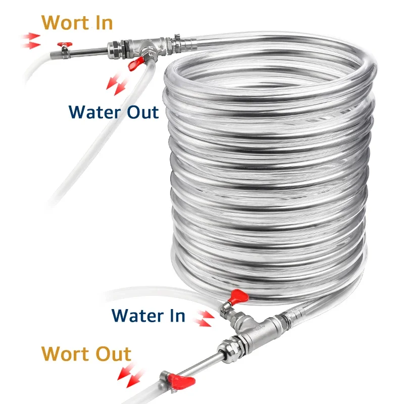 3/8'' X 10M Stainless Steel Cooling Tube Super Effective Heat Exchanger Homebrew Beer Cooler Coil Tube，Counterflow Wort Chiller,