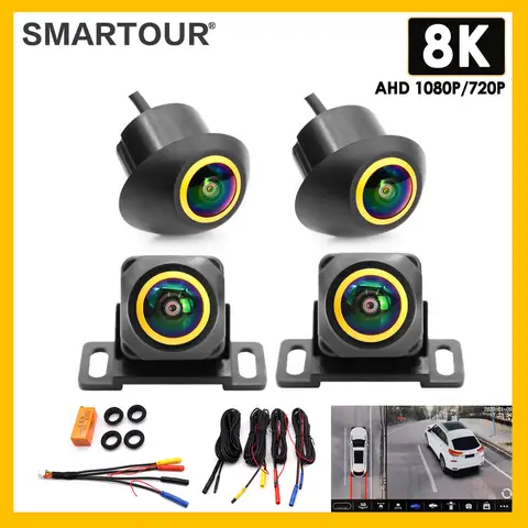AHD 1080P 8K 360 Degree Golden Lens Car Camera Surround View HD Right+Left+Front+ Rear View Camera System for Android Auto Radio