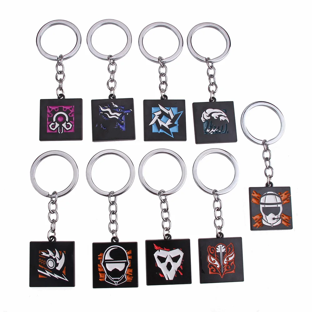 NewStyles لعبة قوس قزح ستة الحصار سلسلة مفاتيح Jager Glaz سلسلة مفاتيح معدنية الذكور سيارة كيرينغ حامل بورت المفتاح الموسيقي هدايا الرجال النساء مجوهرات #1