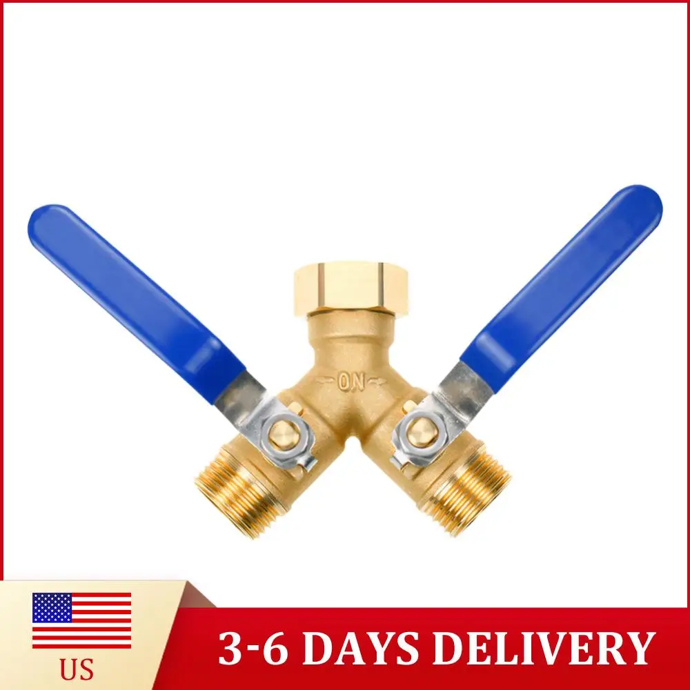 

3/4 Inch Thread Hose Splitter Full Flow Garden Hose Splitter Brass Garden Hose Adapter with Long Handle for Agriculture