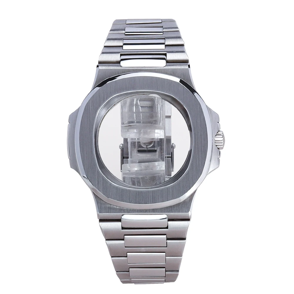 

Ultra Thin 43mm square 9015 Watch Cases Strap Screw-in Crown For Miyota9015 Movement 30MM Dial Mod Nautilus Parts Sapphire Glass