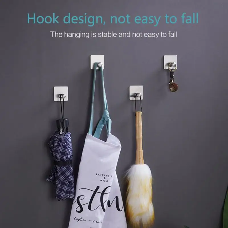 304 Black Robe Haken Rvs Zelfklevende Muur Haak Multifunctionele Badkamer Handdoek Kleding Sleutel Haken Thuis Opslag tool