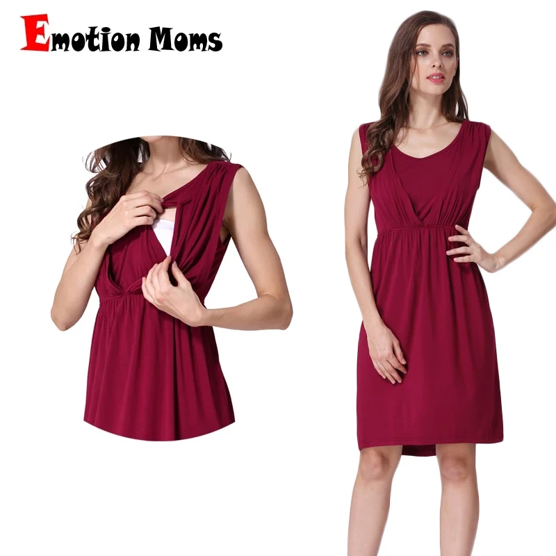 

Emotion Moms V-Neck Summer Maternity Dresses Breastfeeding Dress Clothes For Pregnant Women Maternity Clothes