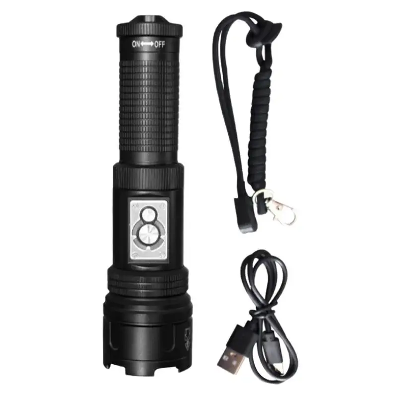 Led Torch Zoomable Multifunctional Camping Light 46 Modes Flashlights With Battery Indicator Portable Survival Tools For Hunting