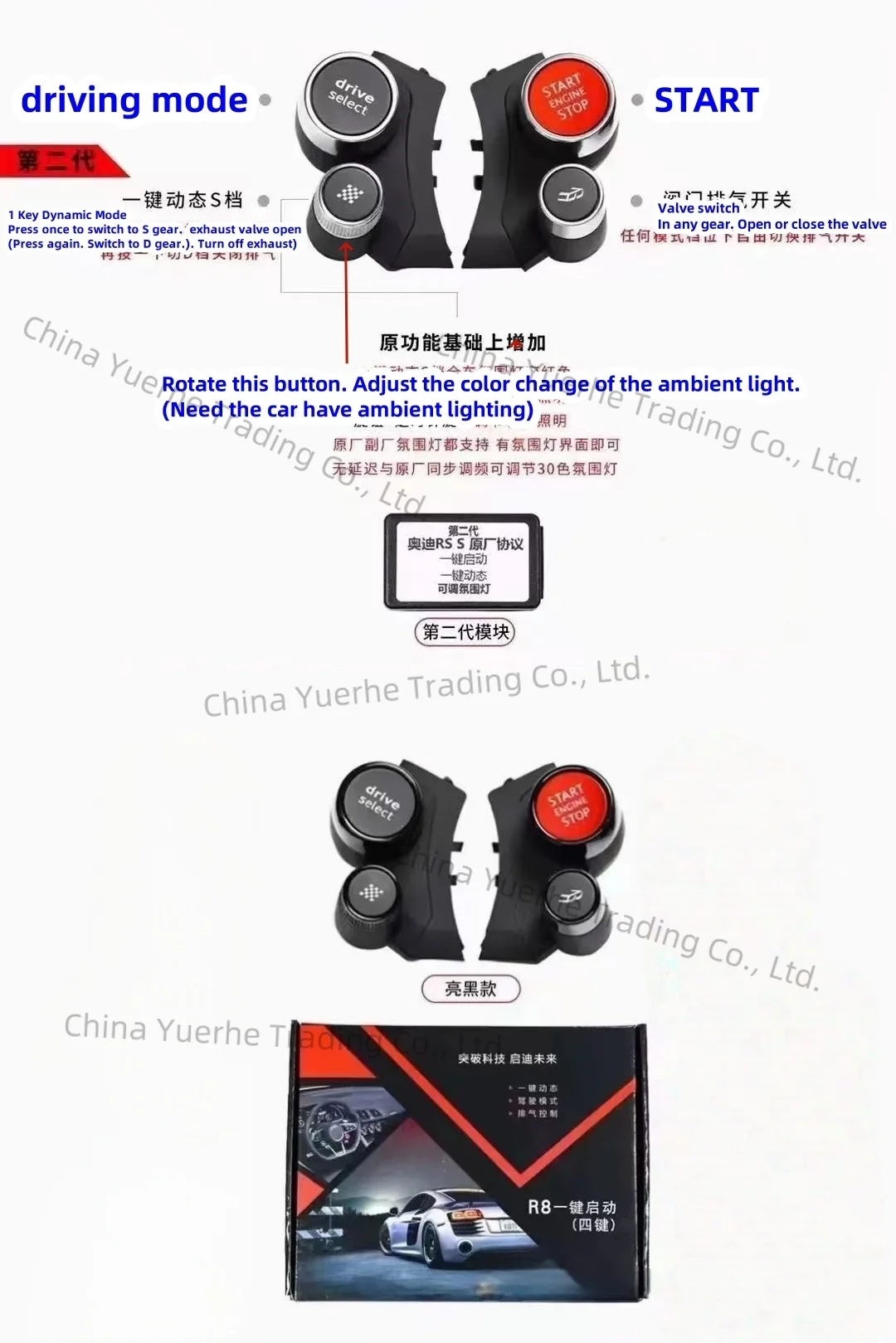 

For VW MQB GOLF 7 GTI Rline Tiguan Rline CC T-roc Rline Sport Steering Wheel Start Switch Driving Mode Switch