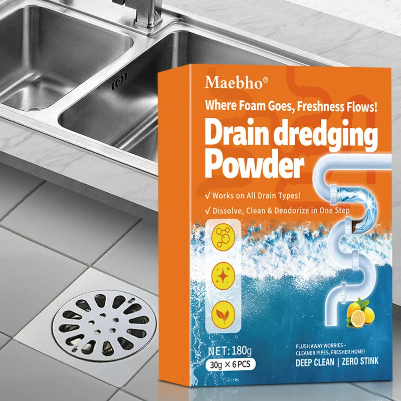 6 Pack Clearance Pipe Cleaning Powder Sewer Cleaning Powder Pipe Dredging Powder Floor Oil Blockage Dissolving Deodorizing New view 4