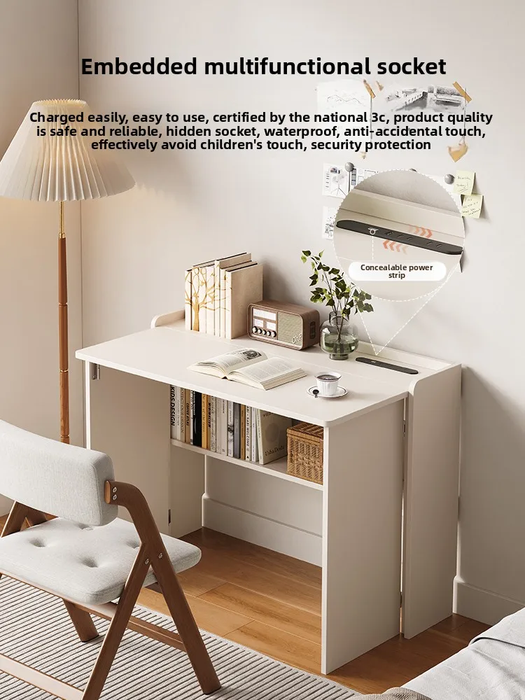 مكتب كمبيوتر من الخشب الصلب قابل للطي، شقة صغيرة، جدار منزلي قابل للإزالة، طاولة صغيرة ضيقة، منزل بسيط للإيجار بجانب السرير