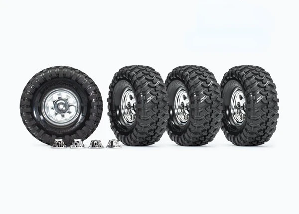 TRX-4 Original Accessories 1.9 inch tires with chrome plated wheels 4 for 1:8 1:10 TRX4 TRX6 T4 T6 RC remote control vehicles