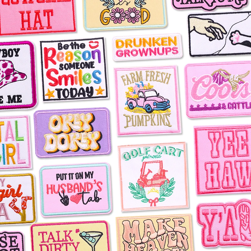 Cartoon Rosa Serie Gestickte Patches Western CowGirl Patch Eisen Auf Patches Für Kleidung thermoadhäsive Patches Für Kleidung