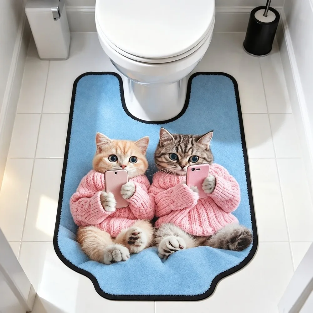 Novelty Absorbent Bathroom U-shaped Mat Quick-dry Non-slip Toilet Floor Rug 40×50CM Washable Bath Mat Bathroom