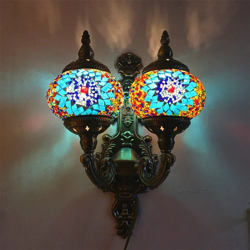 Retro Romantic Turkey Nostalgic Classical Exotic Style Decoration Ethnic Corridor Restaurant Bar Hotel Double Wall Lamp