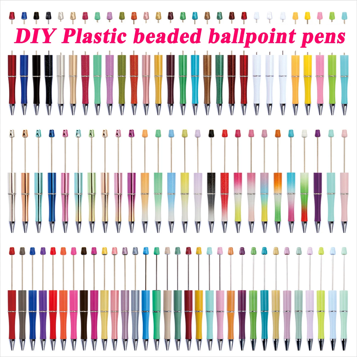 

200pc DIY Papelería Kawaii Barata Beaded Ballpoint Pens Bulk High Quality Stationery Envio Gratis Caneta School Office Supplies