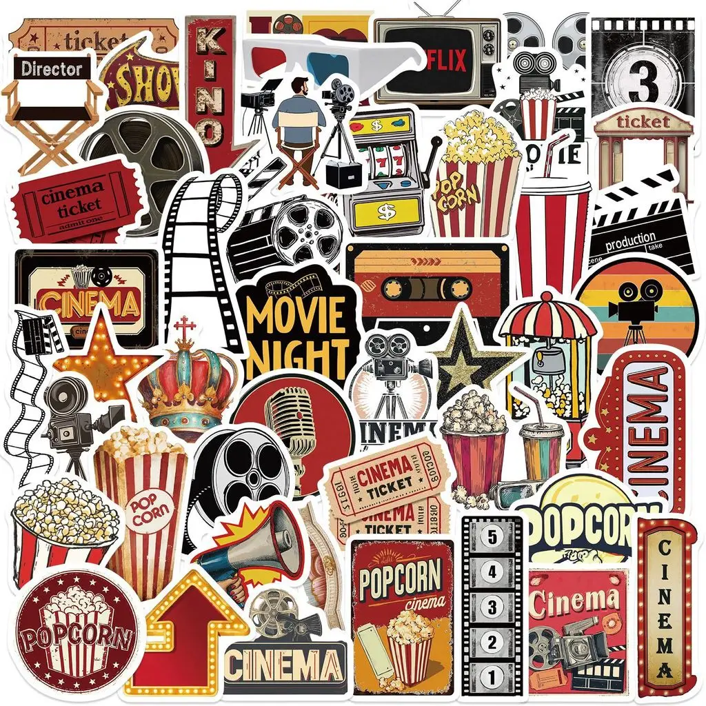 50 Pcs Cartoon Retro Classic Movie Elements Graffiti Stickers - Waterproof DIY Decor Decals for Guitars AnimeWorlds Store