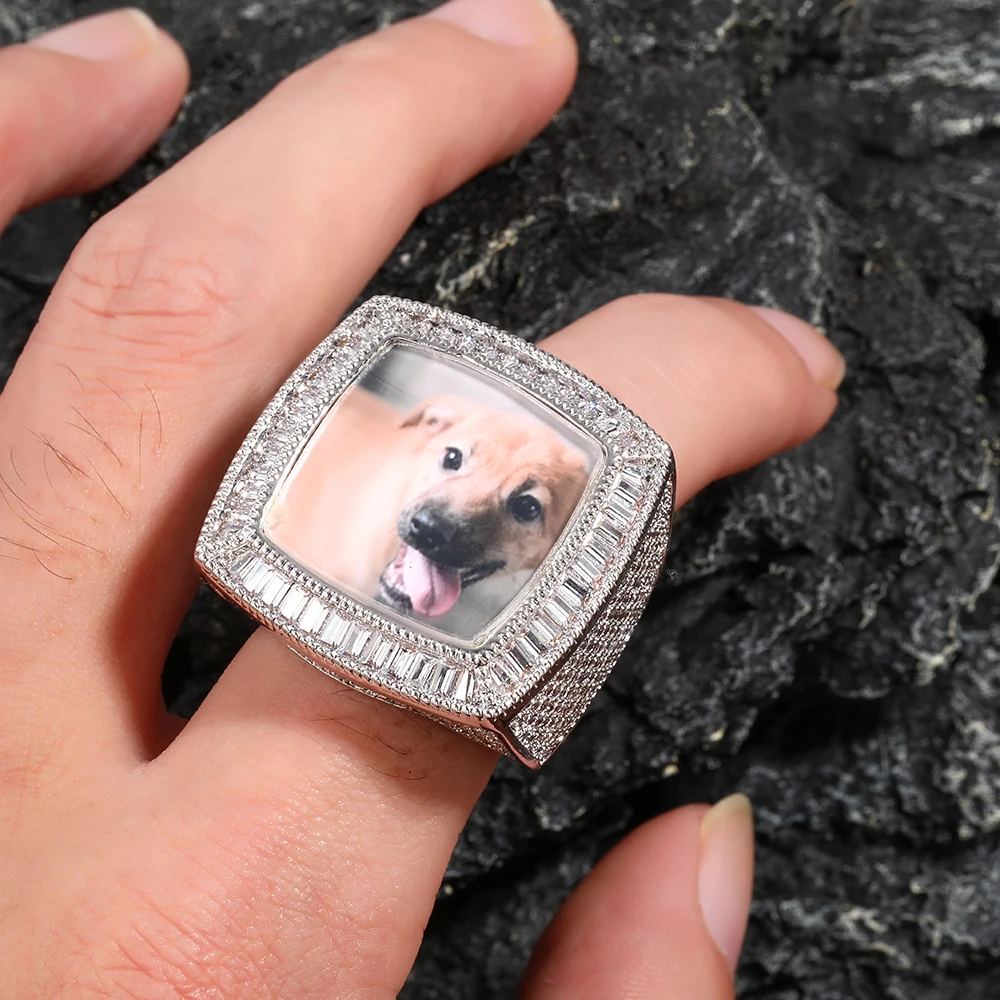 

Модное персонализированное кольцо для фото на заказ Mirco, аксессуар с кубическим цирконием, роскошный сувенир, годовщина свадьбы