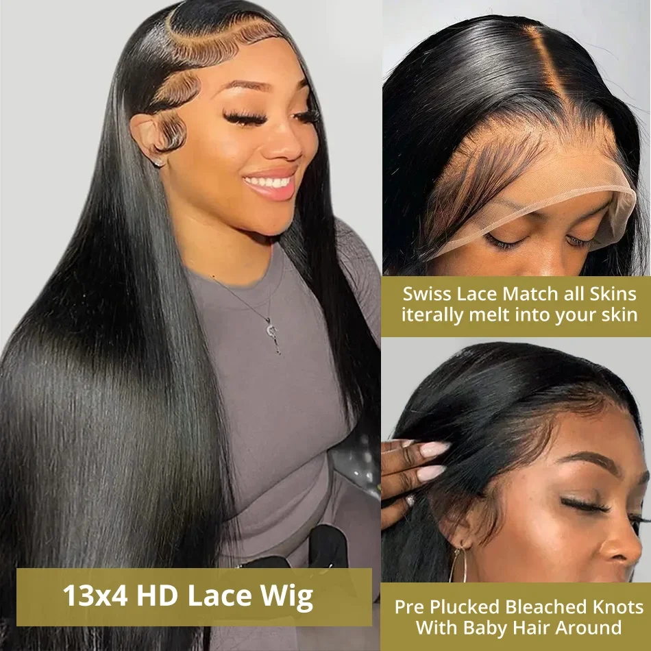 13X4 Transparent Bone Straight Human Hair Wig Straight Lace Front Wigs Human Hair Brazilian 13x4 13x6 Lace Frontal Wig For Women