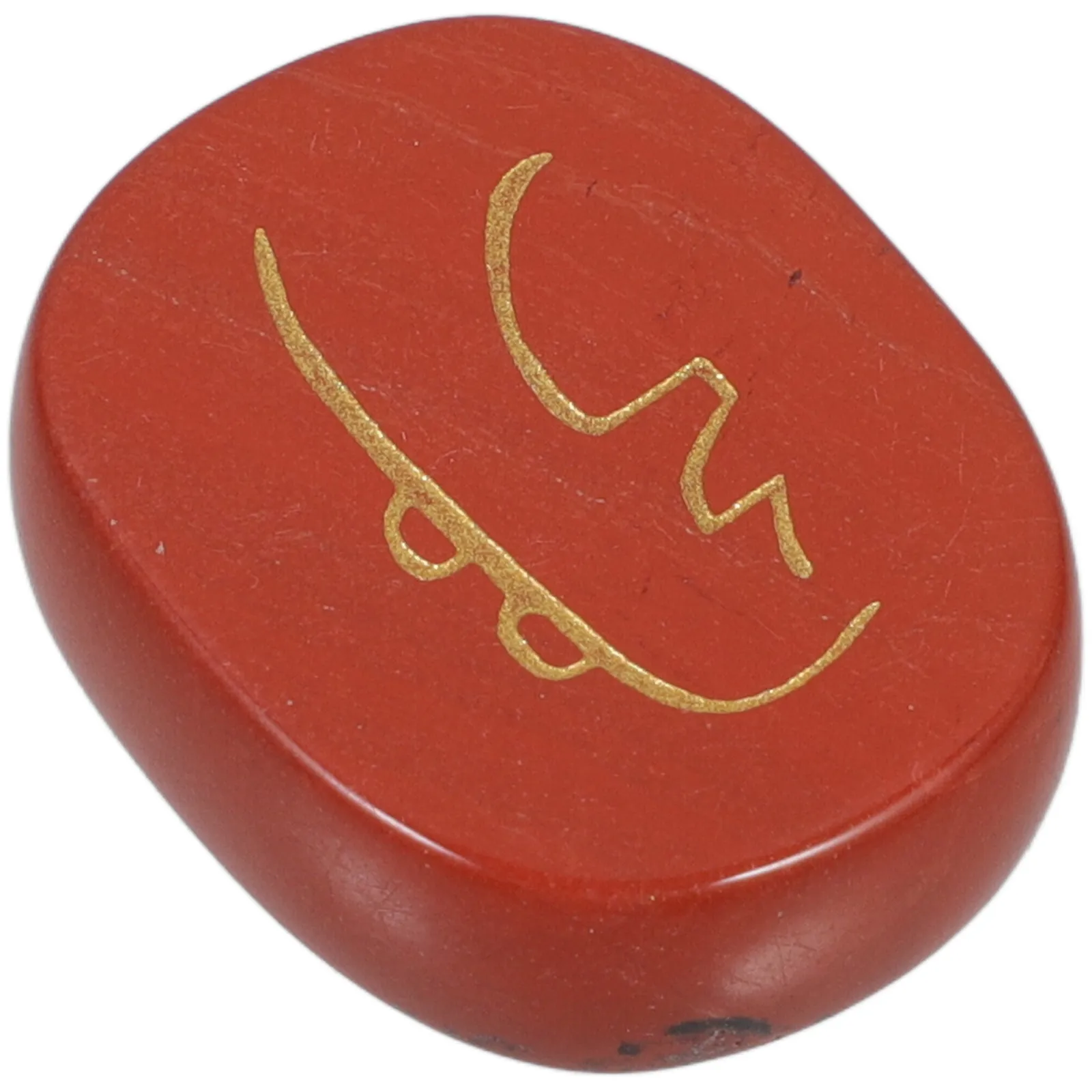 Set of 4 Red Jasper Chakra Gemstones Flat Oval Palm Stones Hand Engraved Golden Symbols for Healing Meditation Cleansing