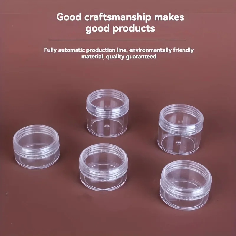 5/10Pcs Plastic Empty Transparent Round Jars - Travel Containers for Cosmetics, Toner, Face Cream, Makeup, Beads, Eyeshadow, Rhinestones, Samples, and Travel Essentials