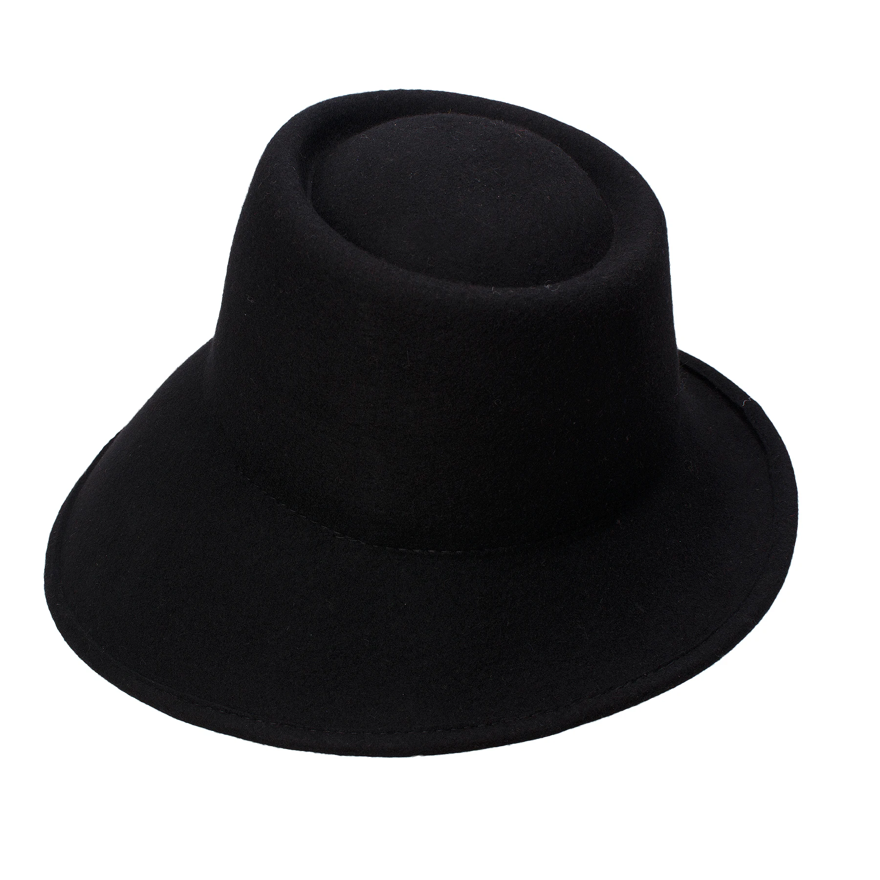 Lawliet 100% Wool Felt Winter Hats for Women Wide Brim Fedora Special Tilt Asymmetrical Brim Wedding Church Hat T289