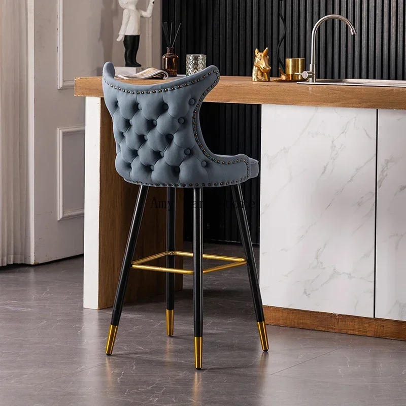 American Light Luxury Bar Chair Home Modern Simple Bar Chair European Style High Back Island High Chair Bar Stool Cadeiras