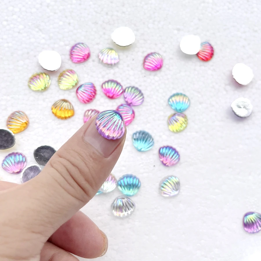 100 ชิ้น ขนาด 12*11 มม. คริสตัลรูปเปลือกหอยสำหรับตกแต่งเล็บ งาน DIY และงานประดิษฐ์