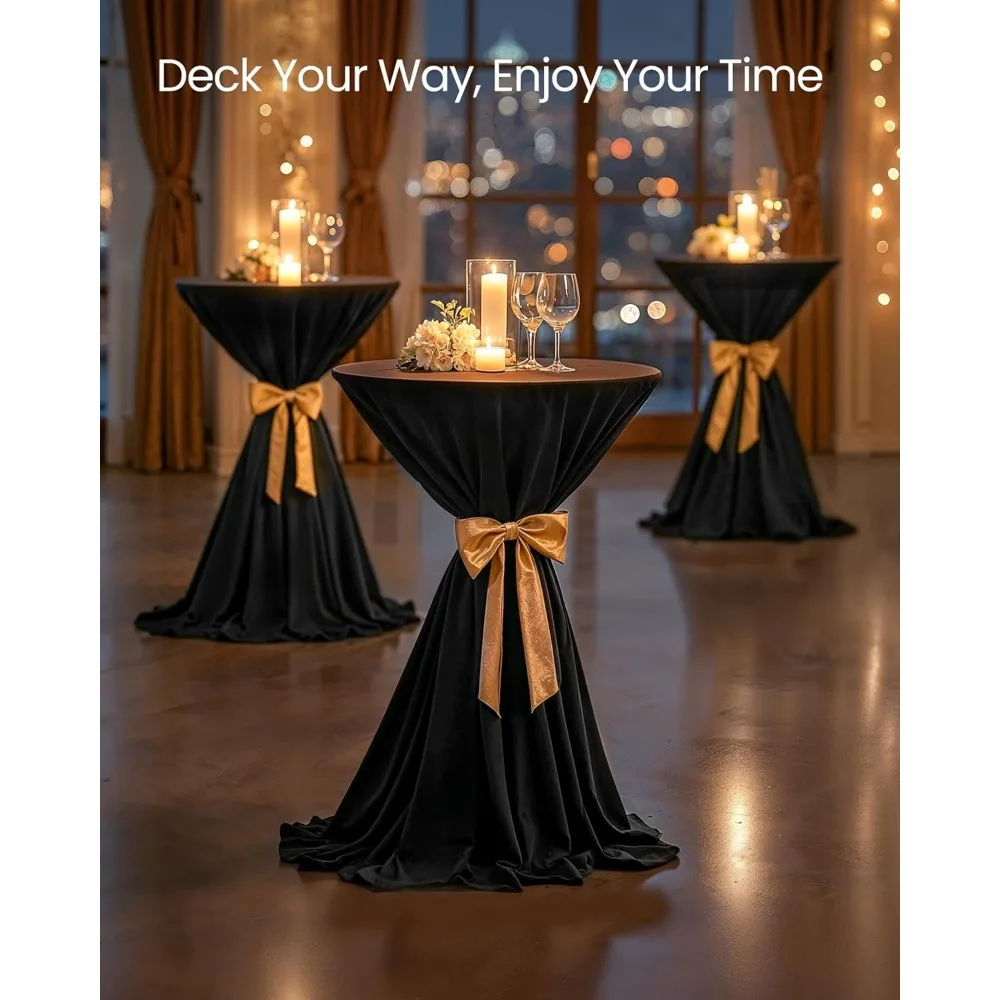 Pair of Round High-Top Cocktail Tables for Parties, Dining, Home Bar, 23.6 x 23.6 Inches