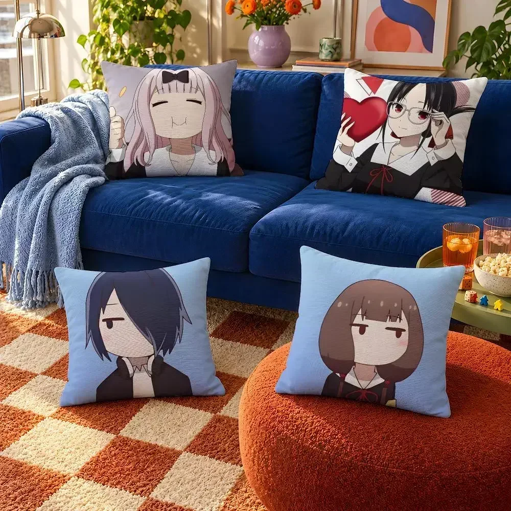 Anime Kaguya-sama: Love Is War Chika Cushion Cover Throw Pillow Soft Short Plush Cozy Colorfast For Sofa Bedroom Home Decor