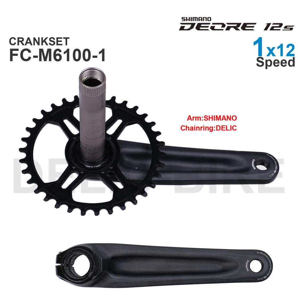 デリックチェーンリング付きmtbクランクセット,32 34 36t,1x12スピード