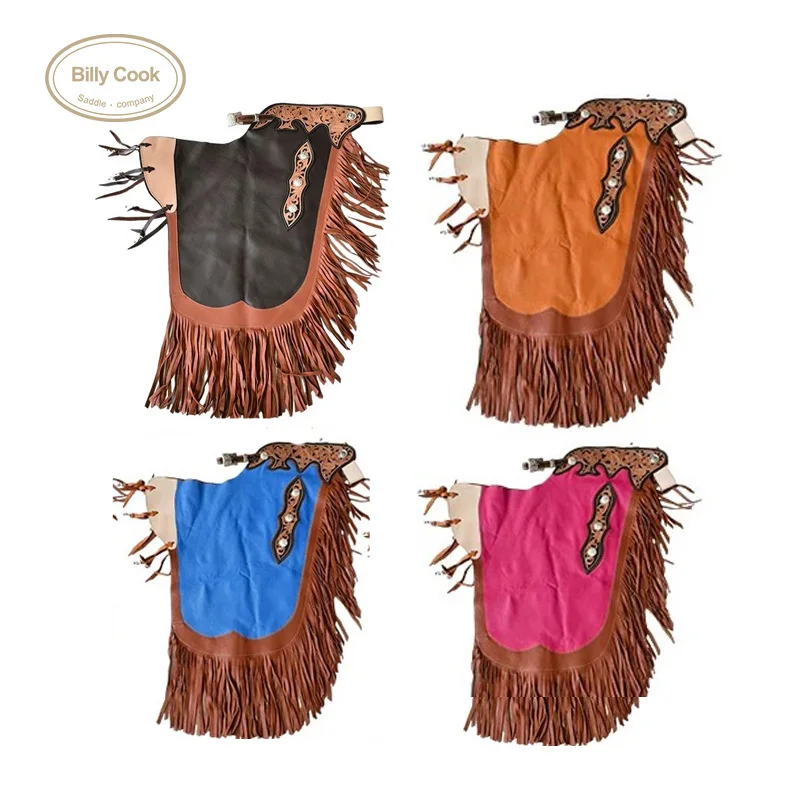 Chaps de cuero occidental escopeta estilo ala de murciélago Chaps de vaquero con flecos múltiples opciones de color