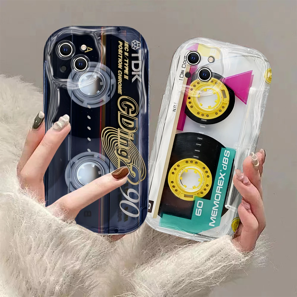 Etui na telefon Retro Radio tape Cassette 3D Wave do OPPO Reno 12 11 F 8 T 7 Z 6 5 4 Pro F23 F11 F9 4G 5G Miękka silikonowa osłona tylna