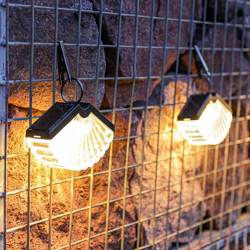 New LED Solar Fan-shaped Night Light Outdoor Waterproof Courtyard Garden Landscape Decoration Atmosphere Hanging Light