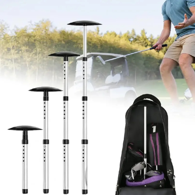 Adjustable Golf Bag Pole Adjustable 4-section Retractable Golf Bag Support Rod Portable Aluminum Alloy Tube with Dome Top Lid