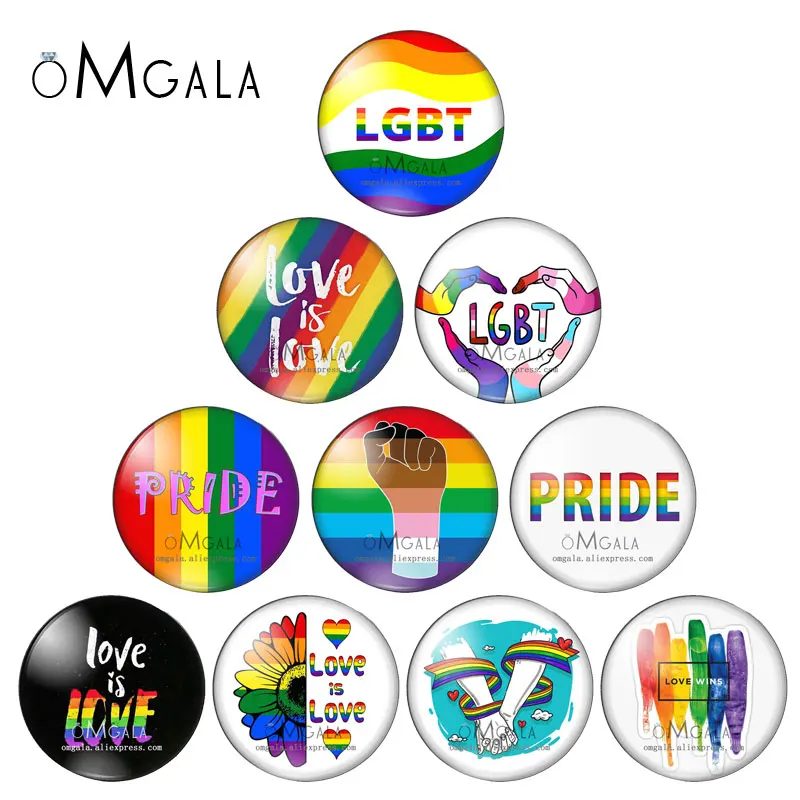 

Rainbow Flag LGBT love is love pride 10pcs 12mm/18mm/20mm/25mm/30mm Round photo glass cabochon demo flat back Making findings