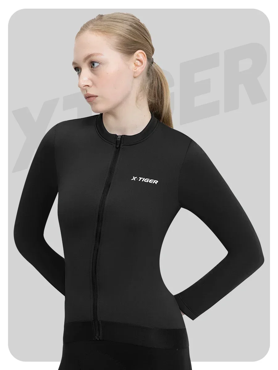 X-TIGER Damen Winter-Fleece-Radtrikot, langärmelig, winddicht, warm, Rennradjacke mit 3 Taschen, Fahrradbekleidung, Oberteile – Detail 16