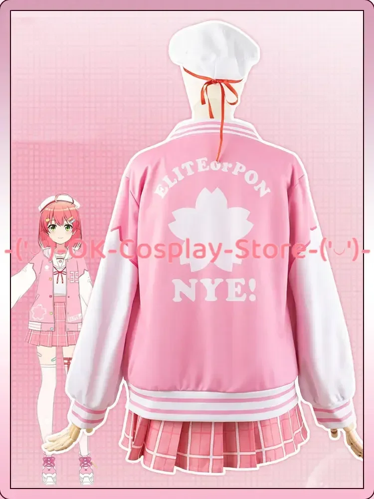 Costume de Cosplay Sakura Vtuber, Ensemble Complet, Manteau Trempé, Jupes, Tenues d'Halloween, Vêtements d'Anime sur Mesure