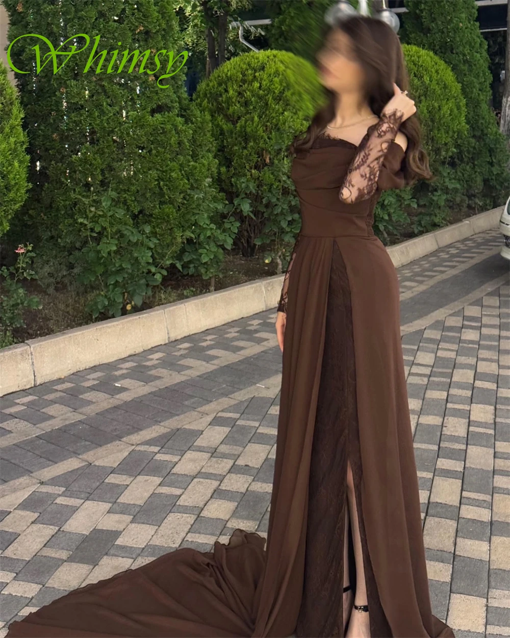 Customized Exquisite Off the Shoulder Long Sleeves Evening Dress Temperament Chapel Train Prom Dresses Delicate Lace Party Gowns