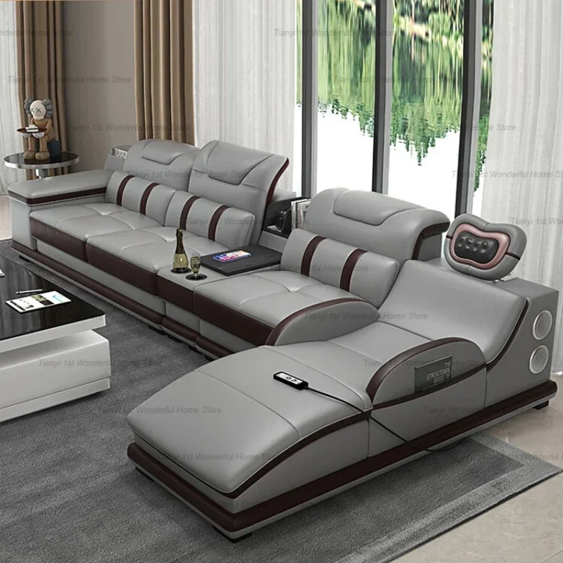 

Luxury Modern Sofa Leather Massage Reclining Sectional Couch Lounge Daybed Canape Salon De Luxe Living Room Furniture