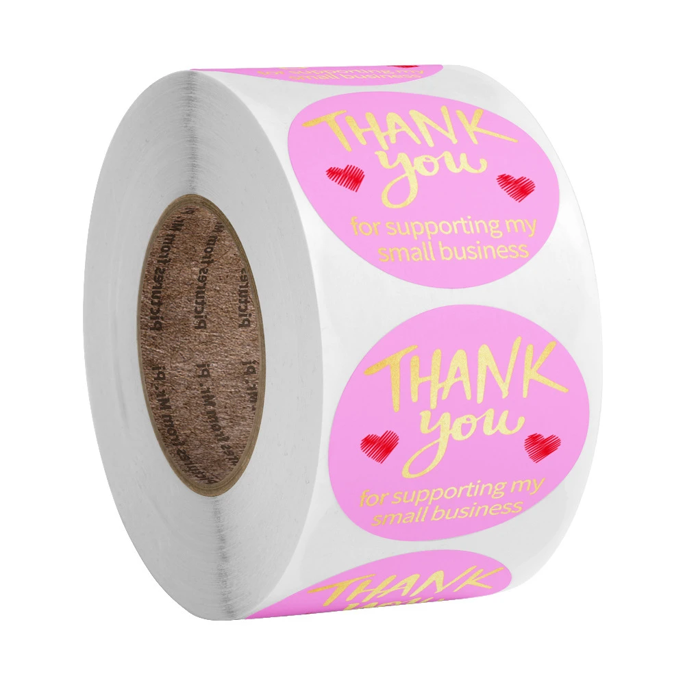 500pcs/Roll Wedding Gift Box Round Labels Kraft Paper Thank You Sticker Flower Gift Cake Boxes Sticker Wedding Envelope Stickers